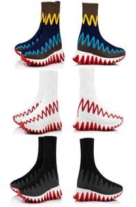 Luxury Ankelstövlar för kvinnor män casual skor y sock stickad elastisk gummi svart vit mesh vinter popskor wi3001601