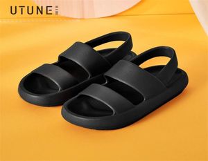 UTUNE Men039s Sandals Summer Platform Shoe Beach Outside EVA Slippers Man Soft Thick Sole Nonslip Indoor Slides Cool Black 21046947249156