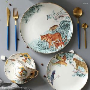 Plates Ceramic Tableware Bone Plate Chinese Animal Dessert Fruit Snack Household Package Mail