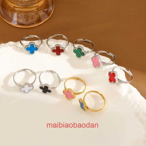 Дизайнер Seiko Top Luxury Counter Jewelry Ring Ring Vancllf Горячие продажа корейской версии стиля в стиле Instagram четыре листового кольца для женщин Простая и универсальная удача четыре