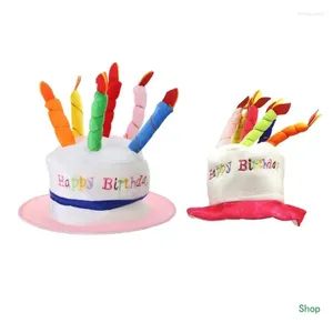 Berets Dropship Plush Happy Birthday Tort Hat z unisex dla dorosłych fantazyjne sukienki imprezowe przychylne akcesoria kostiumowe