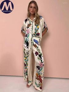 Kvinnors tvåbitar byxor 2 Set Women outfit Summer Bohemian Style Printing Half Sleeve Shirt Suits Fashionable Casual Loose Wide Leg Pant