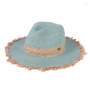 Szerokie brzegowe czapki moda kolorowy letni krawat barwnik słomy kapelusz na zewnątrz podróż plażę słońca sun fedora vintage swobodne panie eleganckie kapelusz 291L