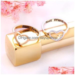 Группа кольца Best Friend Heart Ring Sier Gold Guder Letter