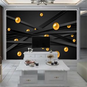 Duvar Kağıtları Lüks 3D Yaşayan Duvar Kağıdı Duvar Kağıtları Siyah Hat Altın Klasik Desen İç Ev Dekoru Boyama Modern Duvar Vural