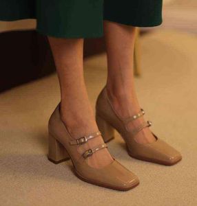 High Heeled Ladies Shoes Sexy Women Pumps Square Heels Mary Janes Elegant Female Dress Spring Autumn Buckle 2205204398277