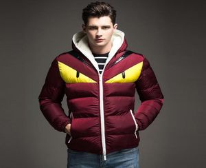 2019 Neues Modedesign Men039s Winter Down Jacket Big Eye Contrast Cottonpadded Parka Puffer Kapuze -Mantel Veste Homme Hiver1776693