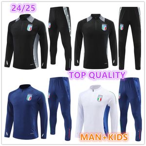 2024 2025 Vuxen Italien TRACKSUPT SURBETEMENT Lång ärm Half Zipper Jacket Training Suit Soccer 24 25 Italia Man Football Kids Tracksuits Set