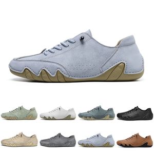 Style16 gai män kvinnor casual skor designer platt sneaker läder mode svart beige teal marinen brun grå mörk kolmantränare sport sneakers