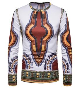 3DアフリカンダシキTシャツメン2018 NEW TRIBAL ETHNIC TEEシャツHOMMEスリムフィット長袖Tシャツ男性Camisetas hombre411123
