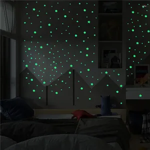 Wall Stickers 3D Stars Dots Glow In The Dark Luminous Fluorescent For Kids Baby Room Bedroom Ceiling Home Decor