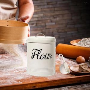 Storage Bottles Flour Container Sets Decor Lid Farmhouse Metal Tea Jars Canister Bin Pot Kitchen