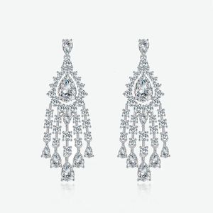 2 Carat 100% 925 Sterling Silver Sparkling 710mm Waterdrop High Carbon Diamond Drop Earrings For Women Party Fine Jewelry Gifts 240521