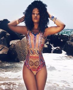 2018 Seksowna kobieta z RPA Drukuj jednoczęściowy stroje kąpielowe Kobiety Kobiety wysoko wycięte w kostium kąpielowym bez pleców Vintage Bodysuit Bik8974077