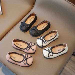 Flat shoes Children Mary Janes Slip-on Bowknot Pu Leather Kids Flat Shoes Shallow Three Colors Light Non-slip Autumn Girls Shoe 21-35 WX5.28