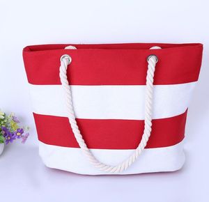 Joker Rough Hemp Rope Handväskor Kvinna Canvas Bag Fashion Single Shoulder Beach Bags Stripe Eco Friendly Shopping Påsar 13ZC ZZ4406923