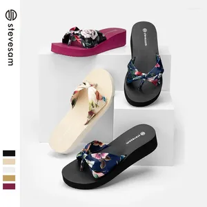 Pantofole 4 cm di moda cunei estate infrasoli per stampare donne casual da donna sandali da camere da spiaggia piatta beige rosa rosa oro