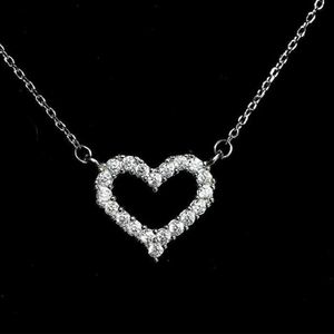 Nowy zwięzły styl srebrny naszyjnik pełny diament Miłość żeńska wisiorek cyrkonu jeden łańcuch krótki obojczyk B3XX