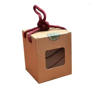 Enrolamento de presente Design criativo Caixa de papel Kraft com janela clara Honey Jam Tea Brown Sugar Candy Candy LX2412