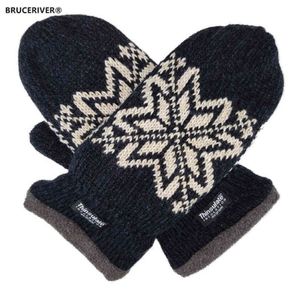 Bruceriver Mens Snowflake Knit Mittens with Warm Thinsulate Fleece Lining T220815 304H