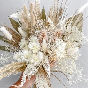 Vintage Dried Flower Bouquet Boho Wedding Bridal Bridesmaid Artificial Festive Party Home Christmas Rustic Decor 240529