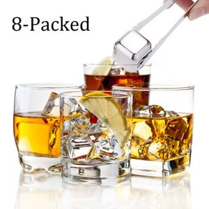 8-packat rostfritt stål Whisky Stone Ice-kuber kylare för whisky vintillbehör Barware Portable Bar Tools Party Supplies 225q