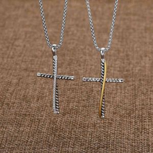 925 Sterling Silver Necklace Pendant Necklaces Design Punk Zircon Cross Fashion Men Women Jewelry Anniversary Valentine Day Gift 50CM 216u