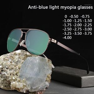 Mode Sonnenbrillen Frames -1 -1 5 -2 -2 5 -3 -3 5 -4 -4 5 Retro Metal Big Frame Myopia Brille für Frauen und Männer klassisches Auge 296J