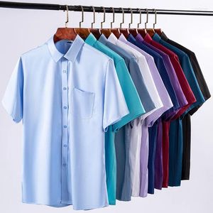 Camisas de vestido masculinas Anti-Wrinkle Men Mangas curtas para Slim Fit Camisa Social Business Blush Pocket White Shirt S-6xl 7xl