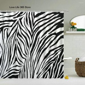 Zasłony prysznicowe Czarno -biały pasek zebry zabawny dziki wzór zwierzęcy Wodoodporne zasłony kąpielowe Nowoczesne nordyckie wystrój łazienki