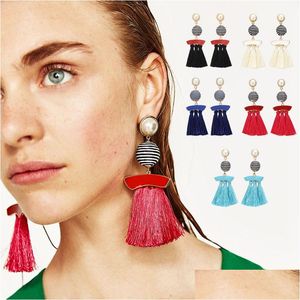 Dangle & Chandelier New Ethnic Boho Tassel Earrings For Women Line Ball Pearl Statement Long Drop Handmade Earring Charms Bohemian Je Dhsi6