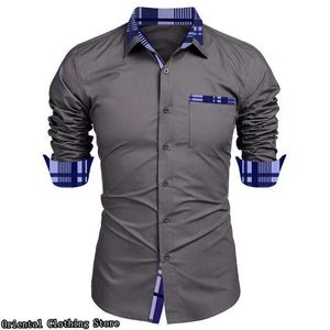 Herrklänningskjortor Mens Casual Shirt Business Travel Långärmad herrdesign Enkel och fashionabla solid färgskjorta Stor storlek XS-6XL Q240528