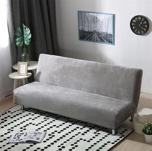 Plush Fabric Fold Armless Soffa Bed Cover Folding Seat Slipcover Tjockare Covers Bench Couch Protector Elastic Futon Cover Winter LJ7140000