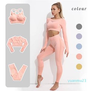 Leggings sömlös fitness yoga sätter gym klädkvinnor träning hög midja sportkläder sport bh träning outfit för kvinnlig