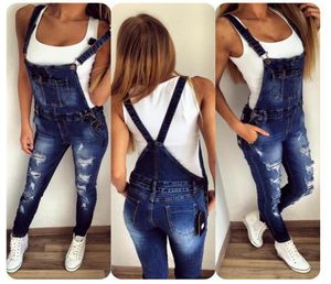 Lguch denim kvinnor overall 2018 rippade trasiga jeans jumpsuit kvinna blå suspender byxor kvinnliga tights denim pants street wear9292226