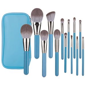 13pcs Makeup Brush Set The Iris Series High Quality Synthetic Hair Blue Brushes Powder Blush Foundation Eyeshadow Beauty Tools 240529