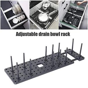 Kitchen Storage 1pc Dish Plate Drying Rack Bowl Pot Lid Holder Adjustable Organizer Drawer Separated