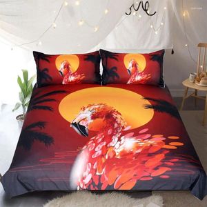 Sängkläder set Coconut Shadow Flamingo 3D Printed Set for Kids Cartoon Bed Cover Single Boys Däcke Bedclothes
