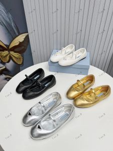 Buty damskie nagie, prawdziwa skóra Mary Jane Balet Flats, okrągłe palce luksusowe designerskie buty marki