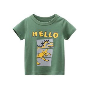 T-shirts nya djur tees toppar för baby pojkar flickor sommarkläder 100% bomull barn t skjortor dinosaurier tees småbarn pojkar d240529
