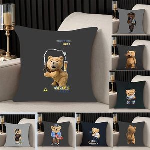 Caixa de travesseiro Urso engraçado Urso de dupla face Sofá de 45x45 Chave-Backrest Cadeira Cadeira Moda Presente Custom