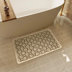 Carpets French Retro Absorbent Bath Mat Quick Drying Nappa Skin Floor Door Toilet Carpet Geometry Non-slip Entrance Kitchen Area Rug