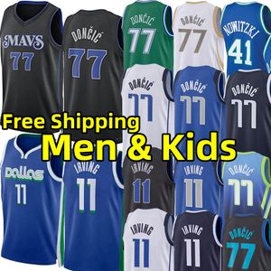 Dal Luka Doncic Kyrie Irving Basketball Jersey Maverick Men Kids Youth City Maglie Edizione senza maniche indossa bambini adulti