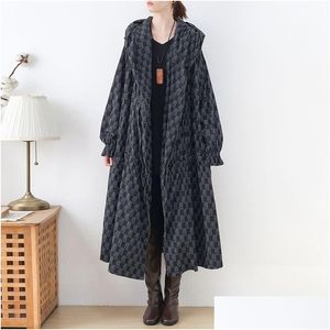 Women Trench Coats Autumn Nowy oryginalny design literacki luźne wielkie nadruk damski średnia z kapturem płaszcz niedźwiedzia upuszczenie dh1zn