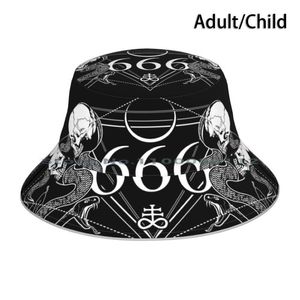 قبعات مع بعض الجماجم الثعابين و Leviathan Cross Bucket Hat Sun Cap 666 الشيطان Lucifer Lavey Deathberets 288b