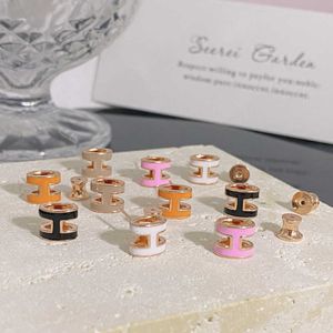 He Earring Daily Wearing Design Version Letter Rose Gold Color Earrings Small Commuting Daily Ear Access with Original Earring Dux2