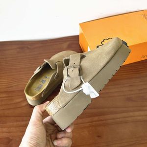 Birkinstock Clogs Slipper Boken Designer Buty Uggslipper skóra Wzrost Boken Half Uggliss Slipper Summer Fashion noszenie gąbczastej sandały Uggg Sandal Luxur 497