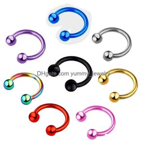 Ringos de nariz pregos 1pcs D Fake Ring Hoop Septum Moda Horseshoe Aço inoxidável Piercing Jóias Drop Datl Body Dhvn8