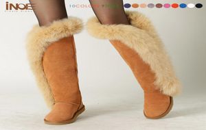 Fashion big fox women over the knee thigh winter snow boots real sheepskin leather long motorcycle boots high quality2011033286136