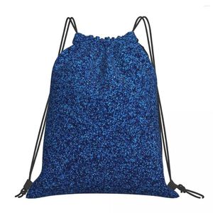 Ryggsäck lite blå glitter ryggsäckar casual bärbara dragkamp påsar buntpickskor väskan bok för resestudenter